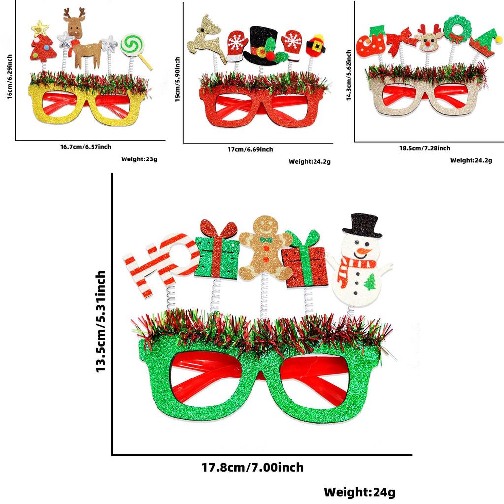 Festive Christmas Themed Cartoon Glasses Colorful Striped Frame For Holiday Parties