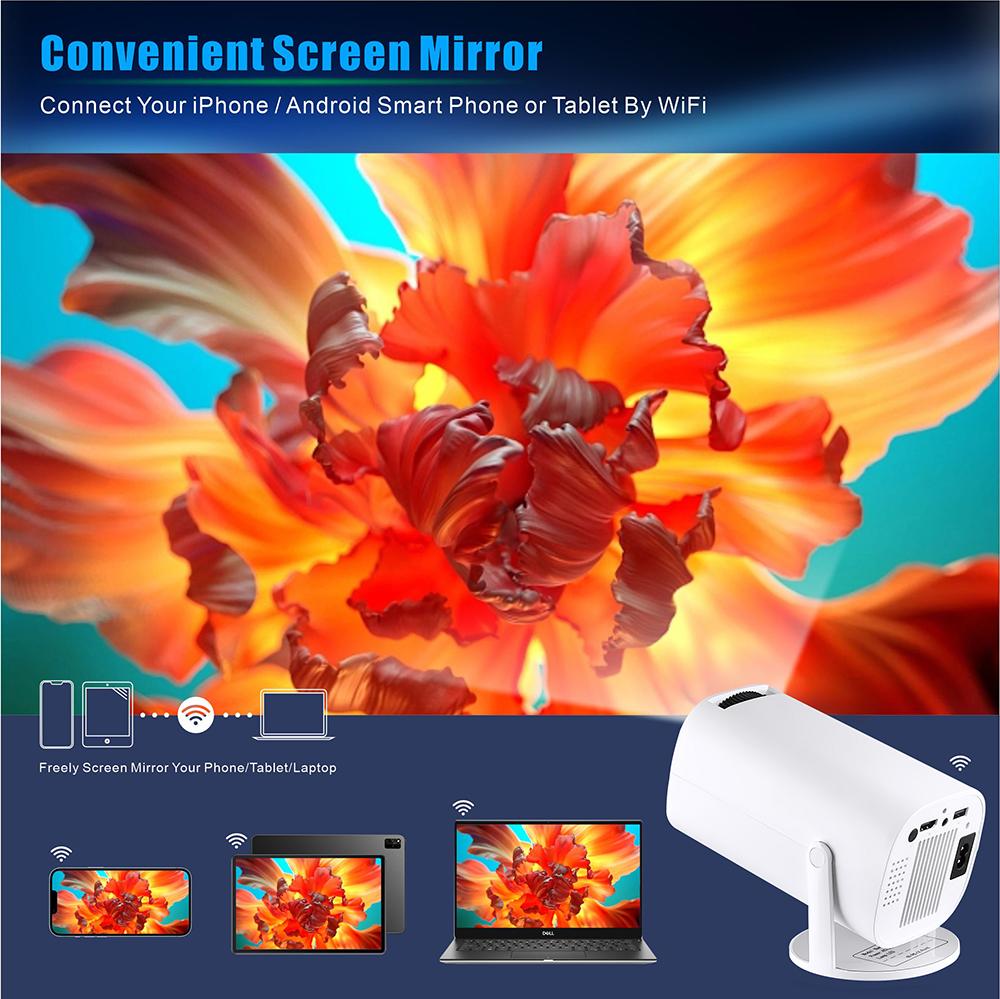 Мини-проектор 4K Native 720 с поддержкой портативного кинопроектора с регулируемым углом наклона, интеллектуальным видеопроектором с BT 5.0 WiFi6 EU Plug
