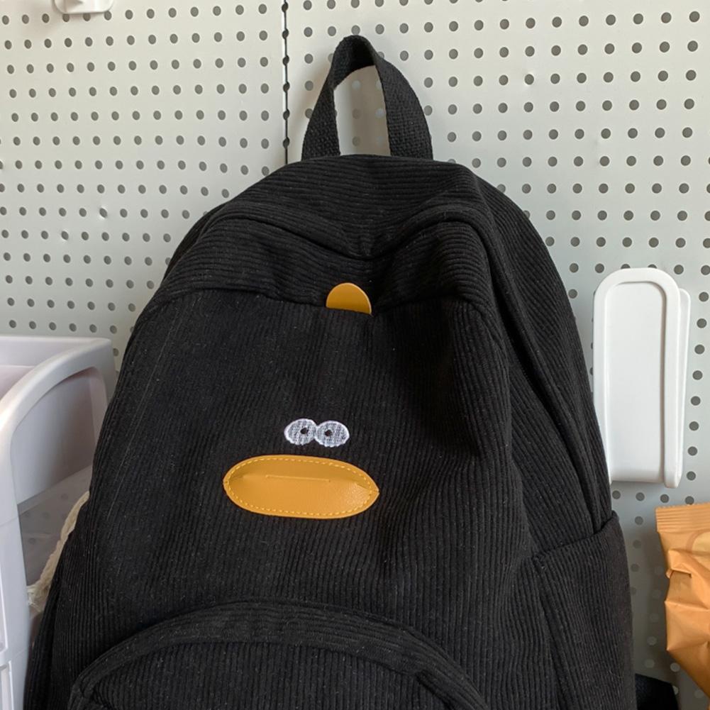 Вельветовый рюкзак Duck большой емкости для мальчиков и девочек, симпатичная дорожная сумка (черный)