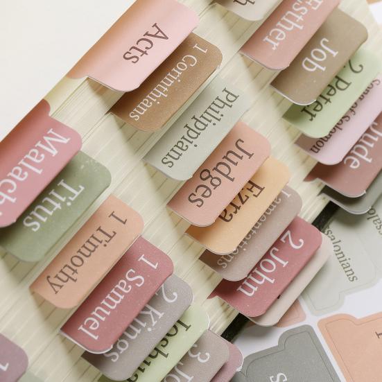 5 Sheets Bible Index Label Stickers Different Colors Self-adhesive Anti-slip Clear Print Boho Color Durable Bible Book Tabs