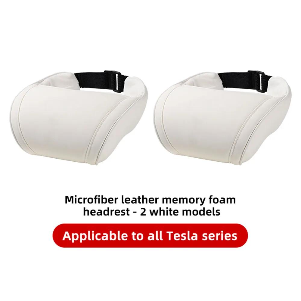 Memory Foam Travel Neck Pillow for Tesla Model 3 Y X S PU Leather Car Seat Headrest Adjustable Comfort Neck Support Accessory