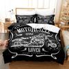 Motorcycle Duvet Cover Set Dirt Bike Extreme Sports Theme for Boy Girl Motocross Racer Polyester Bedding Set King Queen Size