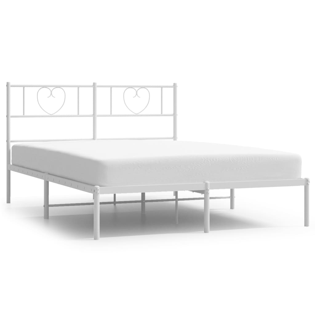 Metal Bed Frame with Headboard White 160 x 200 cm