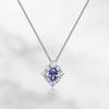 Ювелирные изделия Tancision Серебряное ожерелье Темперамент Сапфировый цветок 6 * 9 Геометрический кулон 925 40 + 3