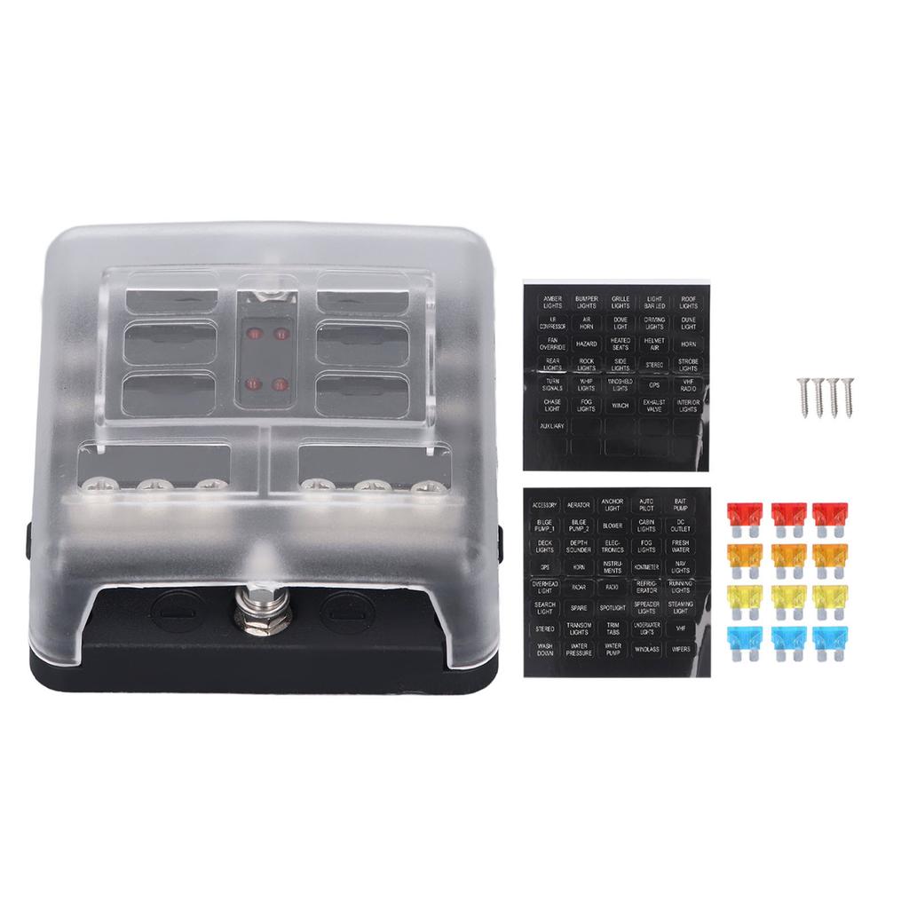 DC12V 24V Fusing Box 6 Way Water Proof Fusing Holder Block with LED Indicator for Automotive Truck
