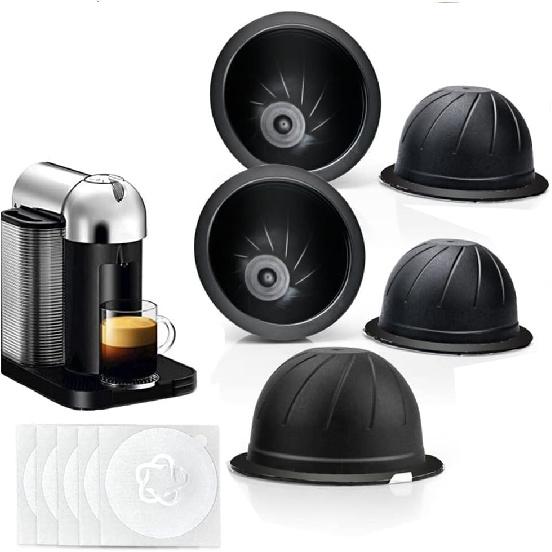 5Pcs Refillable Coffee Capsule Vertuo Pods, 230ml Reusable Refill Vertuoline Pod Coffee Capsule Filter Cup for Nespresso Vertuoline Machine