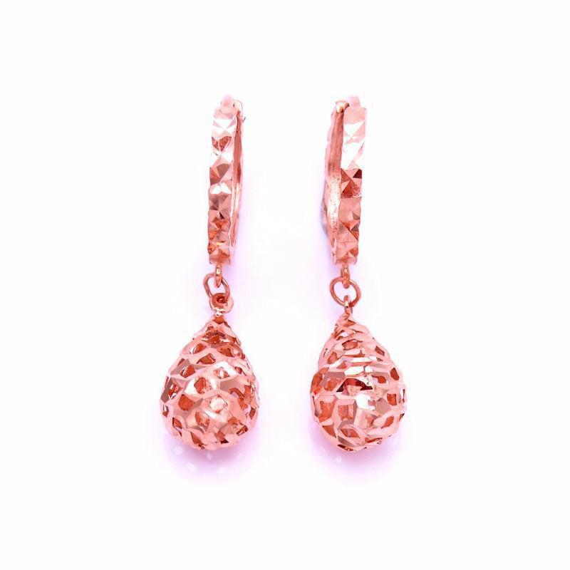 Purple Gold Hollow Water Drop Earrings Personality Temperament Foreign Gas Plated Rose Gold Color Gold Earrings