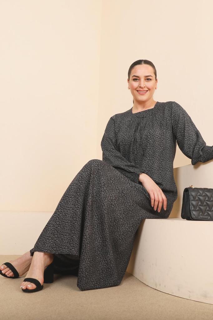 Женское платье большого размера, длинное повседневное платье для мам с хрустящим узором больших размеров