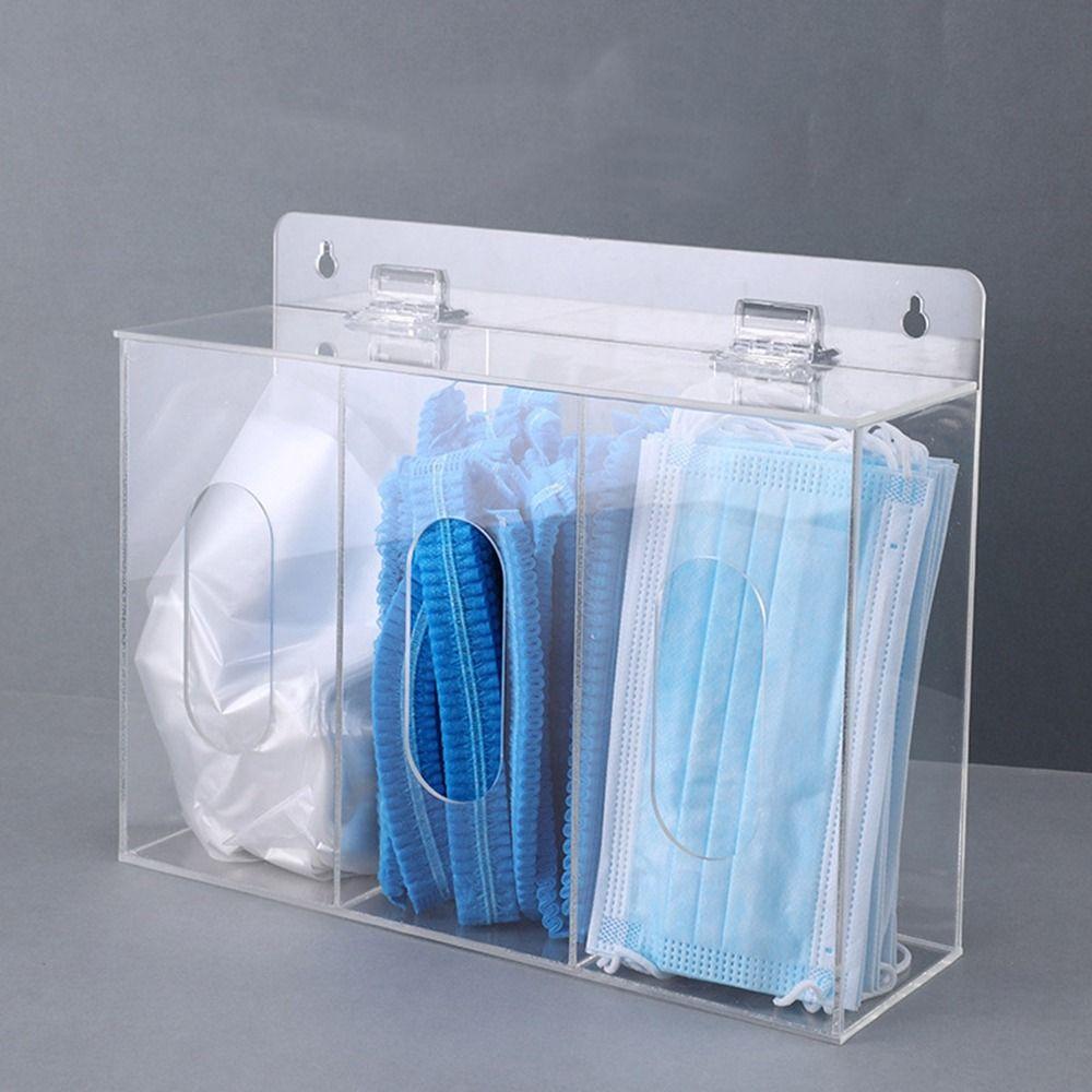 1/2/3 Grids Acrylic Glove Holder Wall Mounted Mask Storage Box Practical Mask Dispenser Shoe Cover