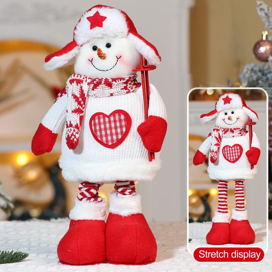 Рождественская кукла, плюшевая игрушка Санта-Клауса, снеговика, лося, с телескопической ногой для рождественского декора для дома, стола, камина, окна, сада