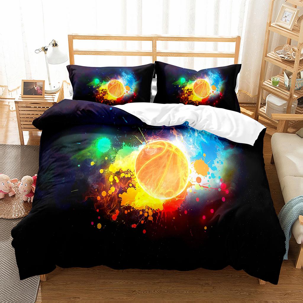 Ice and Fire Pattern Duvet Cover Set Single Double Size Polyester Comforter Cover for Teens Adults Bedding Set with Pillowcase