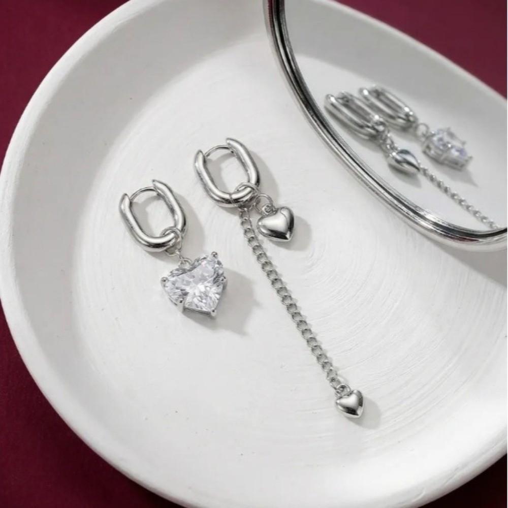 Asymmetrical Design Pendant Earrings Tassel Long Earrings New Zircon Earrings Jewelry Accessories