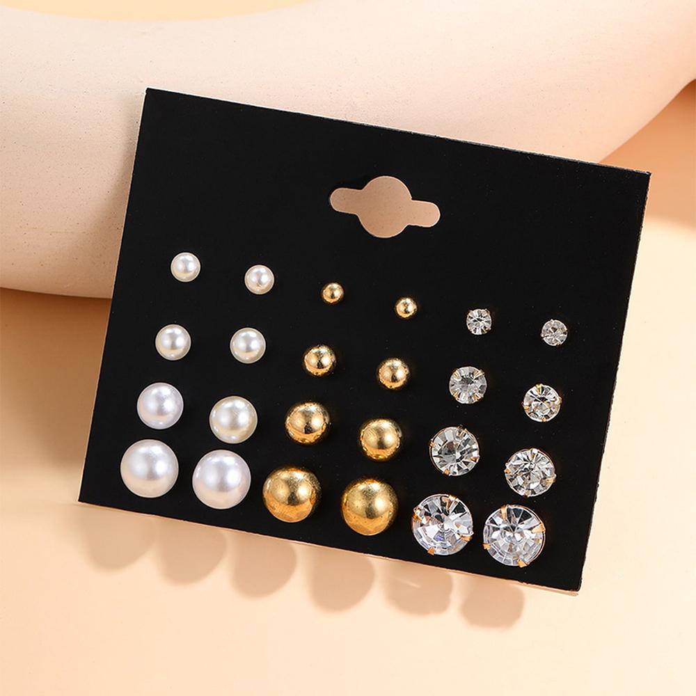 Комплект серег с кристаллами циркония и жемчугом, модные серебряные геометрические металлические бусины, серьги-гвоздики для женщин и девочек, новинка 2024 года, ювелирные изделия