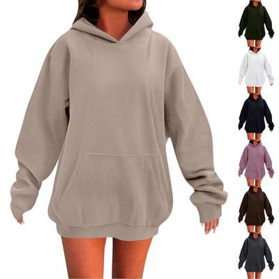 Женские худи оверсайз из флиса, толстовки с длинным рукавом, пуловеры с карманом