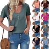 Women's Short Sleeve Solid Color Tops Casual Short Sleeve Tops For Women Summer Button T Shirts Blouse