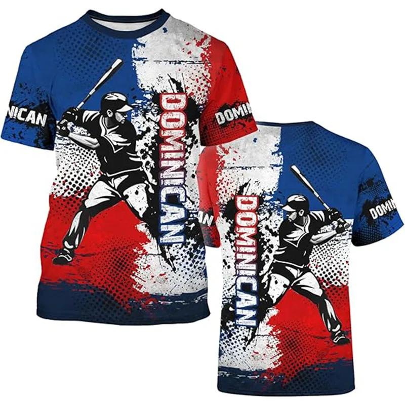 3D Printing Dominican Republic Flag Graphic Tshirt Men's Oversized Casual Short Sleeve Tee Shirts Tops Playeras Para Hombres