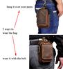 Real Leather Men Casual Design Small Waist Bag Cowhide Fashion Hook Bum Bag Waist Belt Pack  6" Phone Pouch