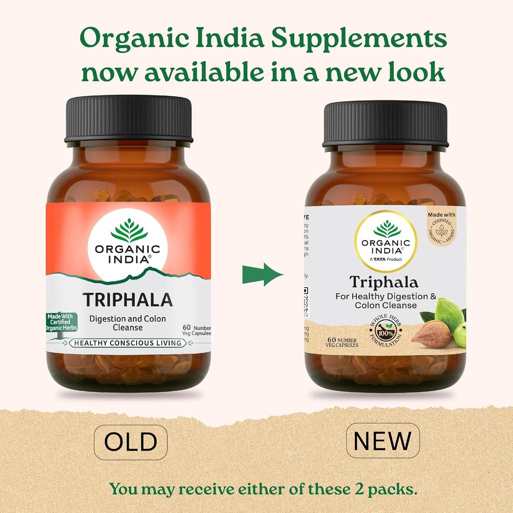 Organic India Triphala 60 Veg Capsules Pack of 3 Digestive Health Colon Support Immune Booster