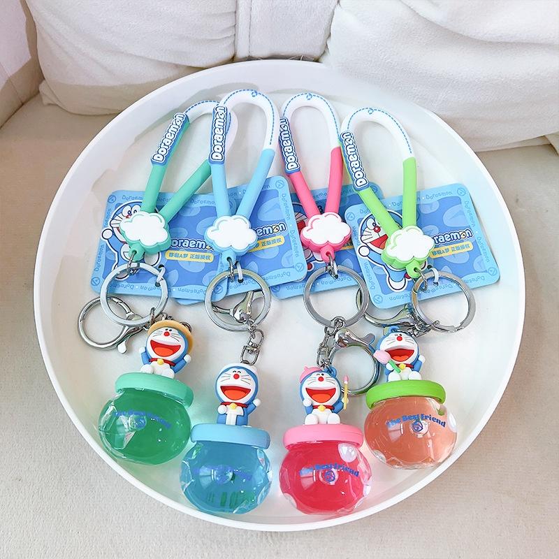 Doraemon Floating Bottle Keychain Cute Acrylic Material Ideal For Car Or Backpack