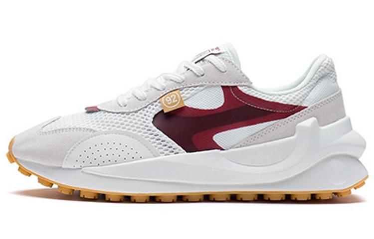 Li Ning Square Fabric Classic Cushioning Breathable Low top Sports Casual Shoes Women's White Red AGCS108-5