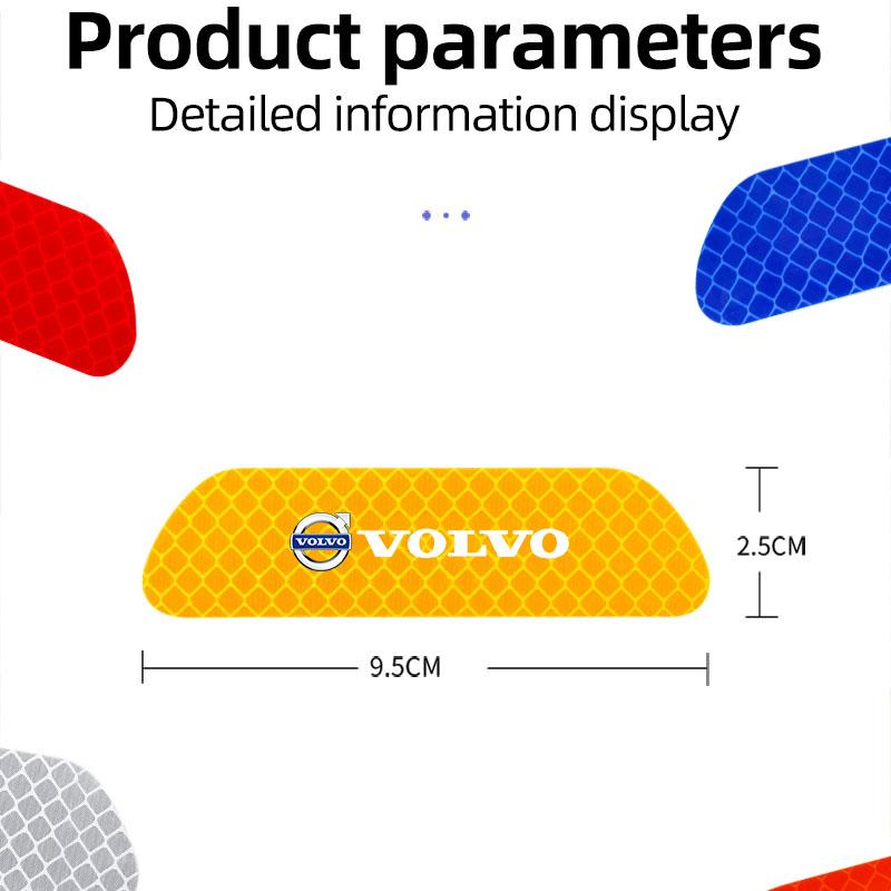 AAJU1 4pcs Car Door Sticker Reflective Safety Warning Mark Decoration Decals For Volvo Rdesign XC60 XC40 V60 V40 EX30 XC90 S60 V50 S90