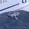 Fashion Women'S Bow Pink Zir*****Pen Ring Niche Light Luxury High-End Exquisite Jewelry