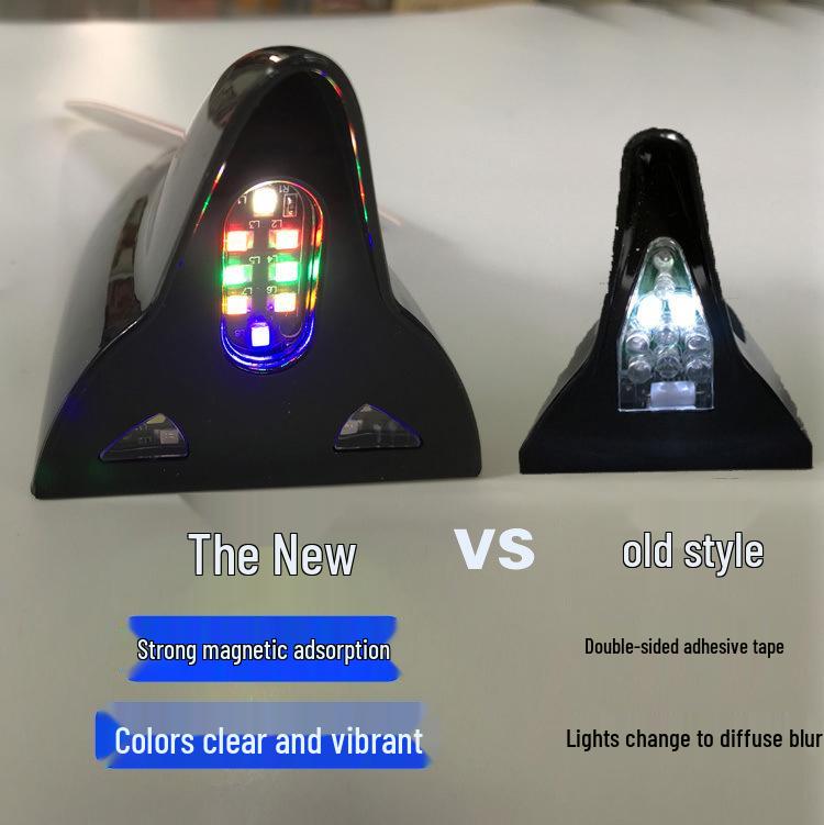 Разноцветный плавник акулы, автомобильная антенна на солнечной батарее, свет на крыше с магнитным хвостовым крылом