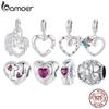 BAMOER Dainty 925 Sterling Silver Classic Heart-shaped Pendant Charms Love Charm for Women Fit Original Bracelet or Bangle