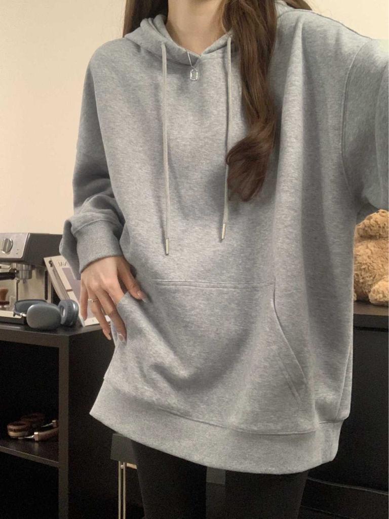 Unisex Hoodies & Sweatshirts Solid Color Hooded Basic Lazy Couple Hoodie