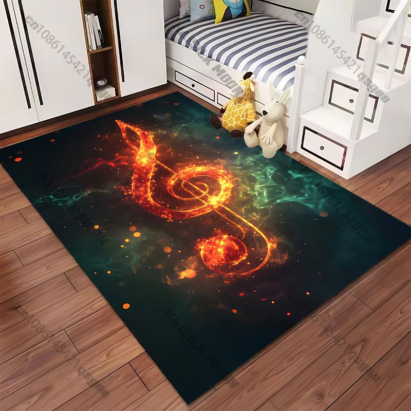 Fiery musical symbol glowing carpet Yoga living room room decor children's crawling mat doormat area rug games mat