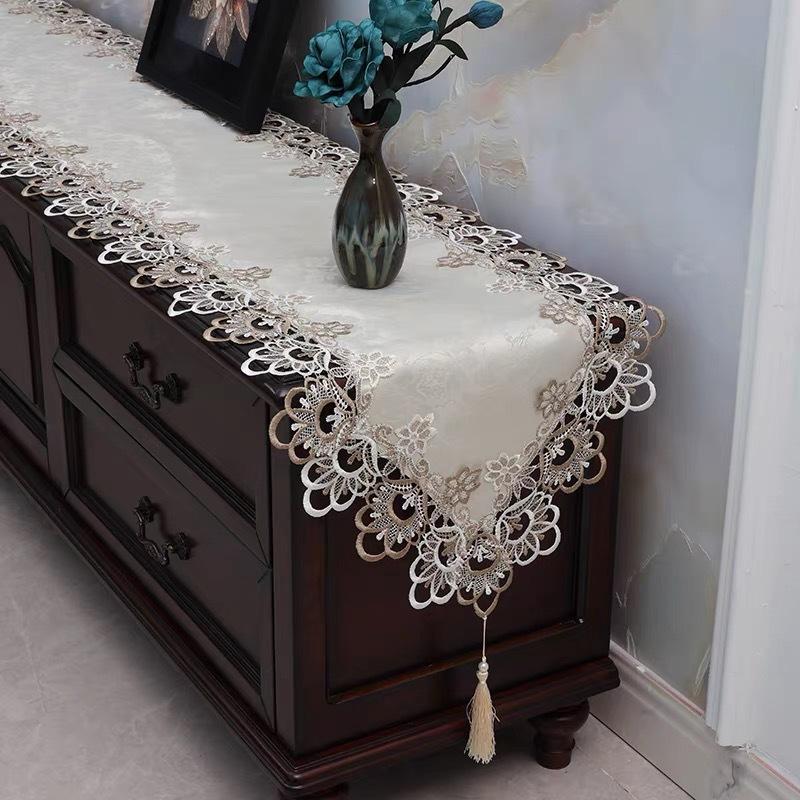 Lace Table Flag Fabric Dust Cover Fringed Household Tv Cabinet Shoe Cabinet Coffee Table Tablecloth