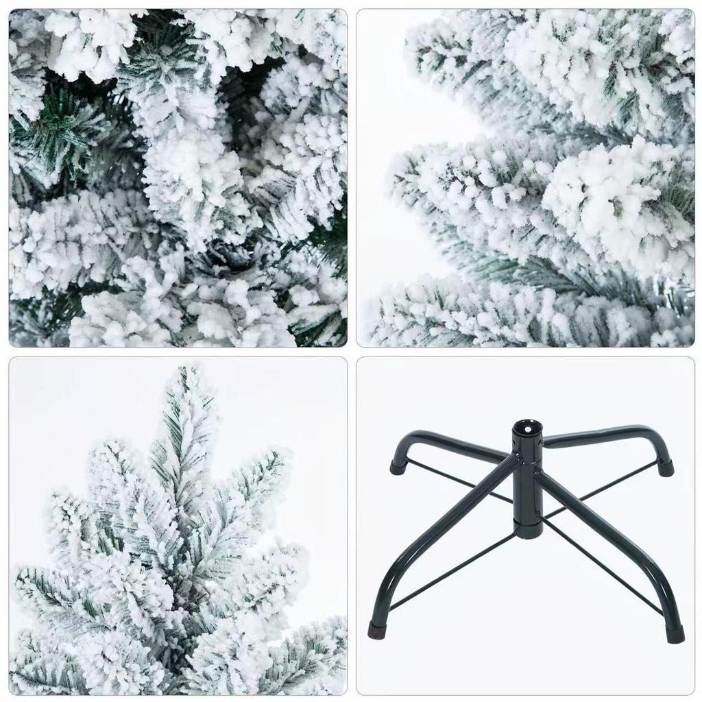 Cross-Border Christmas Flocked Pencil Tree, 1.2m-2.1m with Dense White Snowfall Decoration