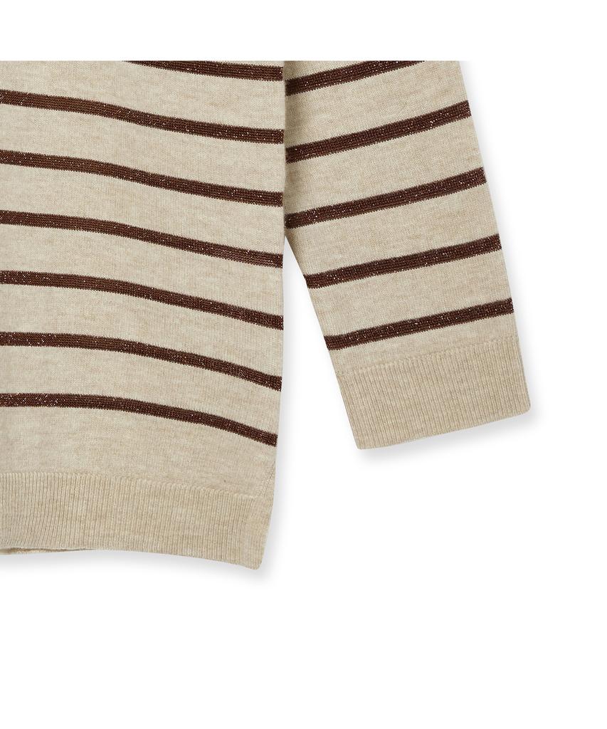 IOLO Metallic Stripe V-Neck_Beige