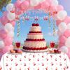 Cherry Party Decorations,Cherry Bow Birthday Banner Cherry Disposable Tablecloth Tattoo Stickers Fan-Shaped Cherry Bow Paper Plates with Napkin Sets