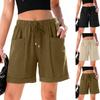 Летние шорты для женщин, повседневные, с высокой талией, широкие штанины