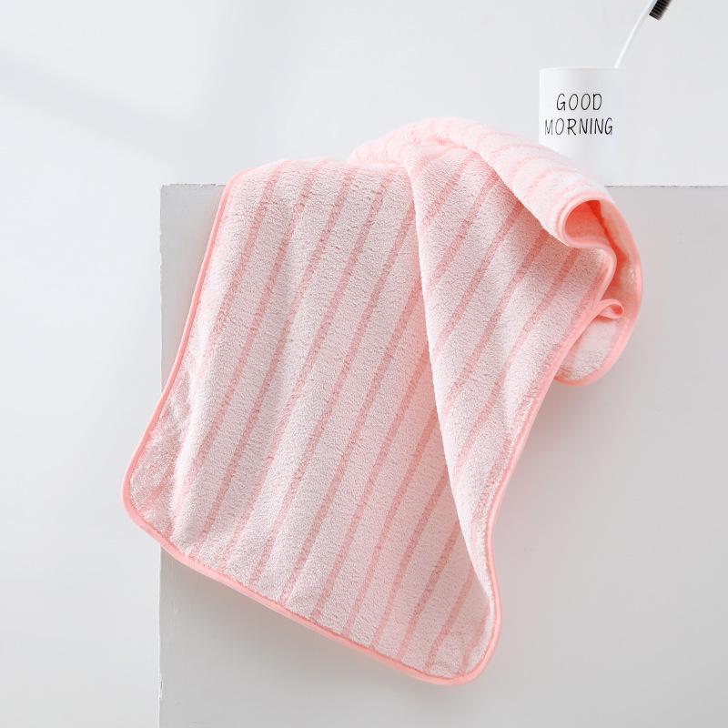 Soft Absorbent Warp-Knit Coral Fleece Towel with Thin Stripes - Thickened Face Wash Towel with Customizable Logo