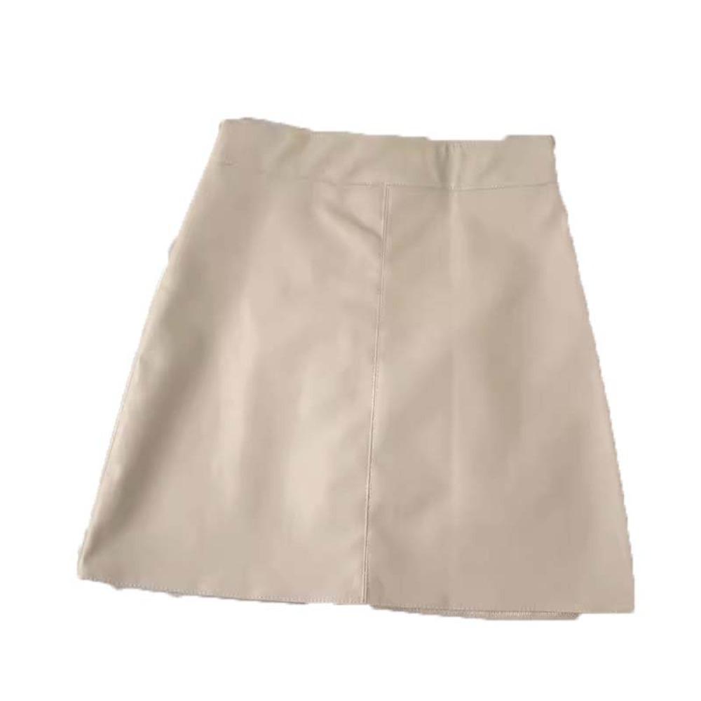 Однотонные короткие мини-юбки с защитными брюками, юбка-трапеция с высокой талией, летняя юбка из искусственной кожи