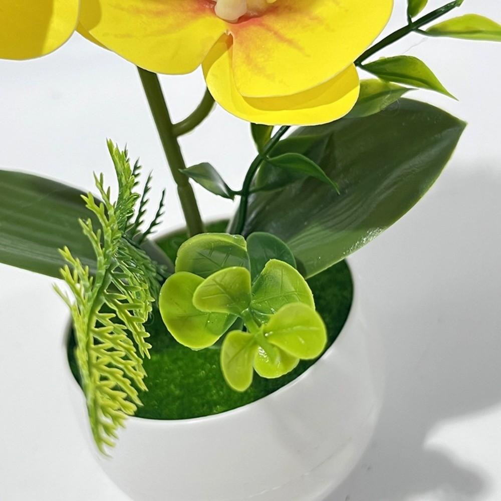 Pink Simulated Flower Butterfly Orchid Potted 7 Heads Artificial Faux Plants Living Room Ornaments