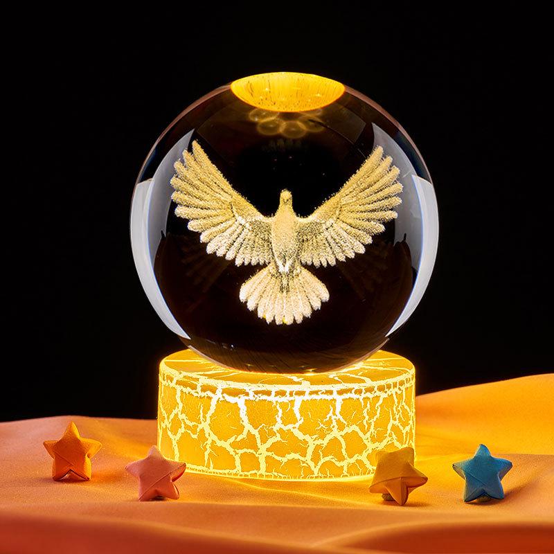 Colorful Wooden Base Crystal Ball Night Light - Creative Birthday Gift for Boys & Girls