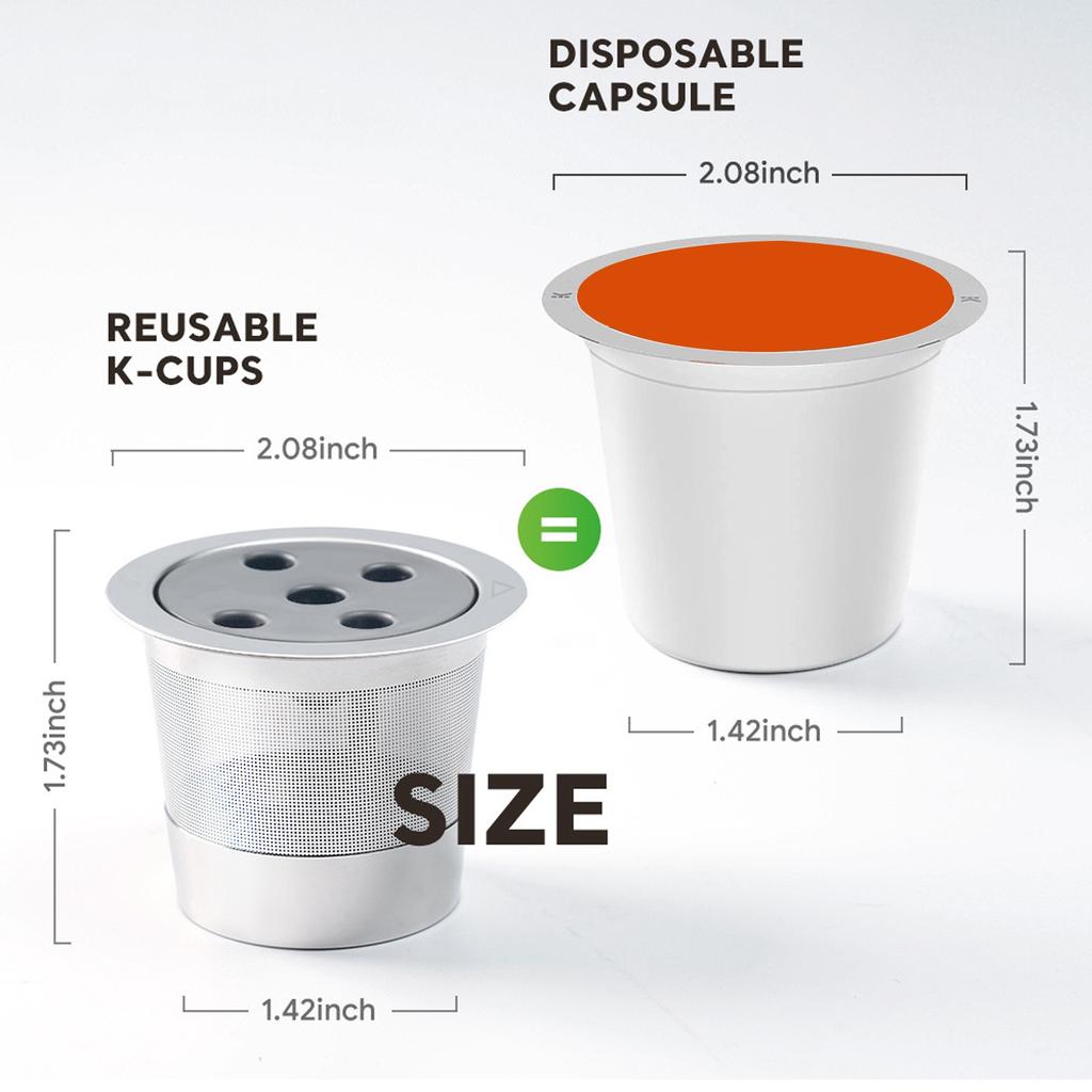 Фильтр для кофейных капсул с 5 отверстиями, многоразовый фильтр для кофейного порошка из нержавеющей стали с ложкой-кисточкой, многоразовый фильтр для кофейных капсул