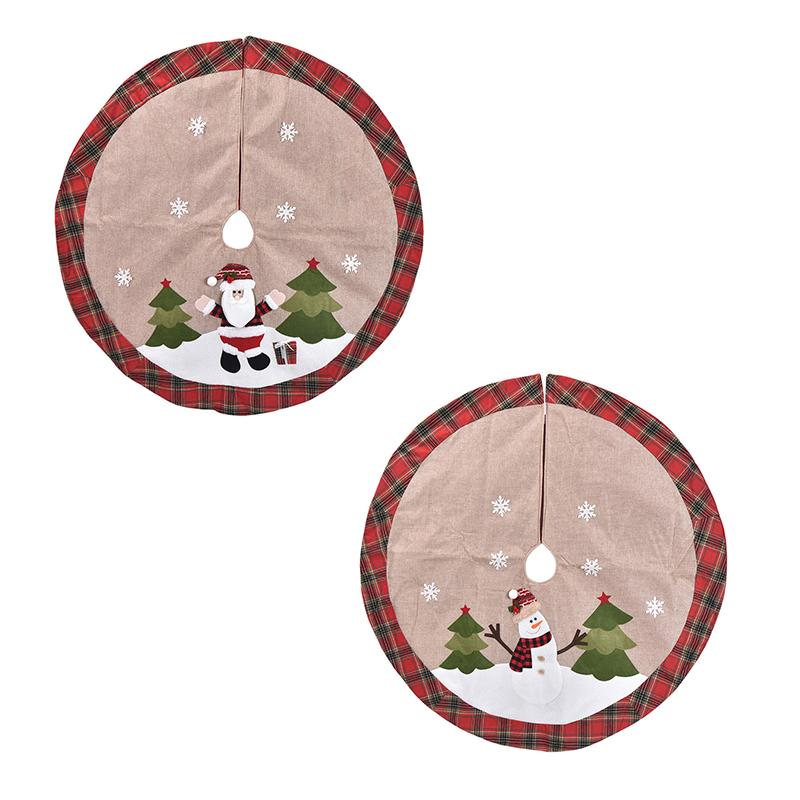 1PC With Snowman and Santa Claus Print Home Linen Cloth New Year Tree Skirt Office Christmas Skirt Party Decorations 108cm