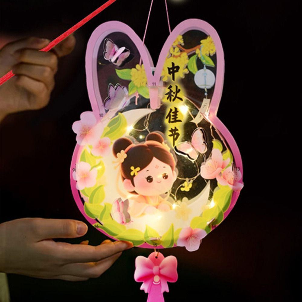 Portable Chinese Rabbit Lantern Cute LED Lantern Toys Handheld Paper Lantern Kindergarten