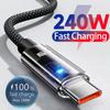 240 Вт Нейлоновый USB Type-C Кабель Супер Быстрой Зарядки Для Samsung Xiaomi Huawei Honor Светодиодный Цифровой Дисплей USB C Зарядное Устройство Кабель для Передачи Данных