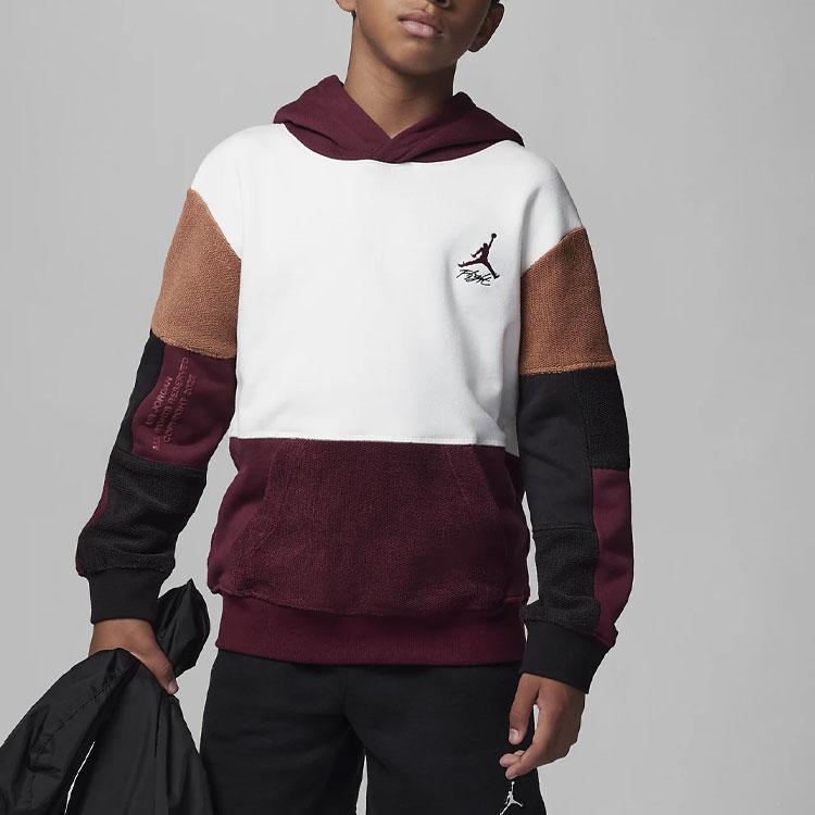 Jordan Толстовка с капюшоном Flight Heritage Color Block с логотипом и принтом Детские толстовки с капюшоном Cherry-Wood-Red FD9365-628