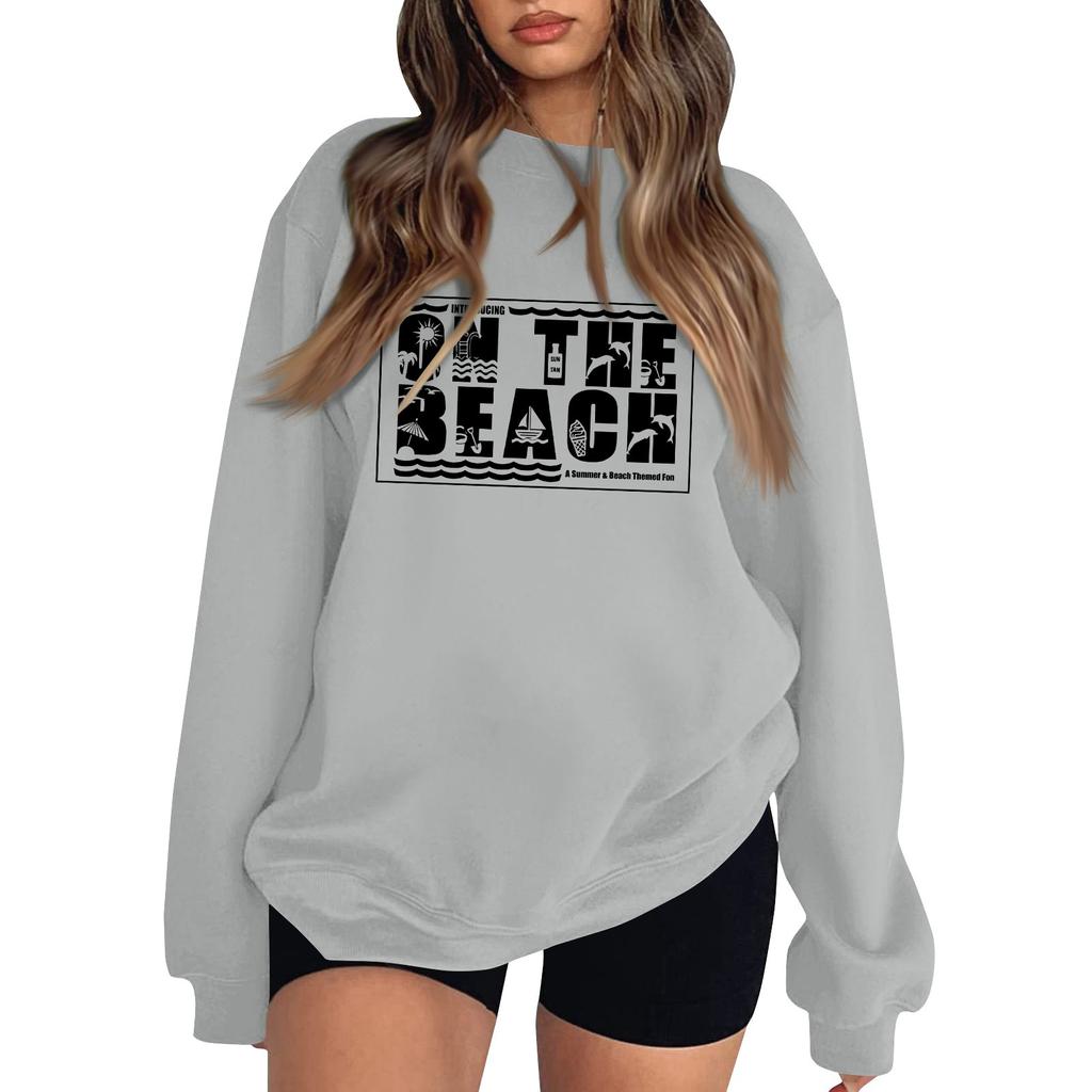 Женская повседневная модная блузка с длинным рукавом и круглым вырезом с принтом и пуловером