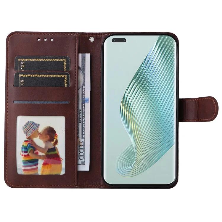 Чехол-подставка для телефона For Honor Magic5 Pro из телячьей кожи с ремешком