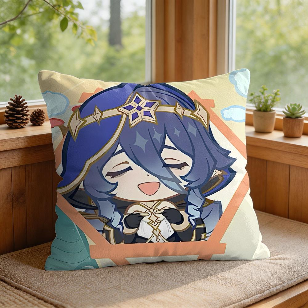 Layla Cute Genshin Impact Cushion Cover Square Short Plush Pillow Case Living Room Sofa Home Decor Funda X
