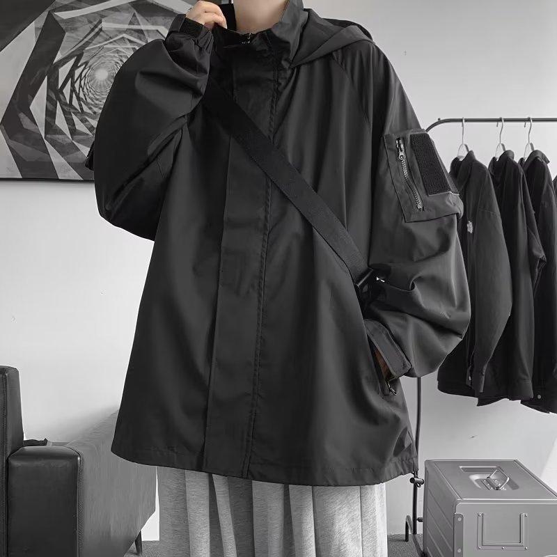 Мужская весенне-осенняя куртка с капюшоном, свободная утолщенная куртка, уличная куртка