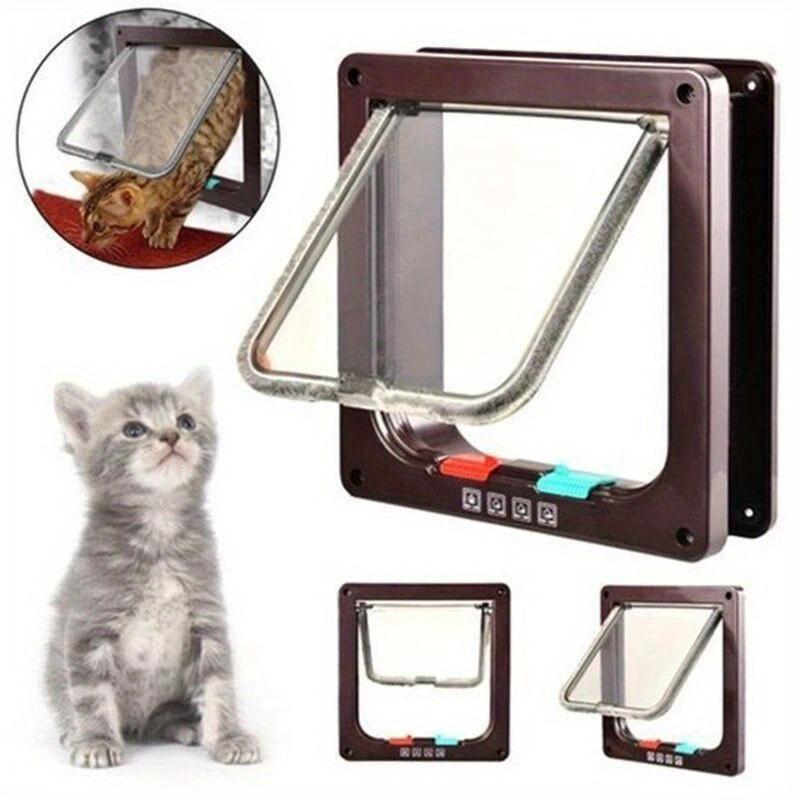 1 Pcs Four-way Lock Dog Cat Flap Door Pet Door Animal Safety Flap Door Plastic Puppy Door Cat Flap Pet Door