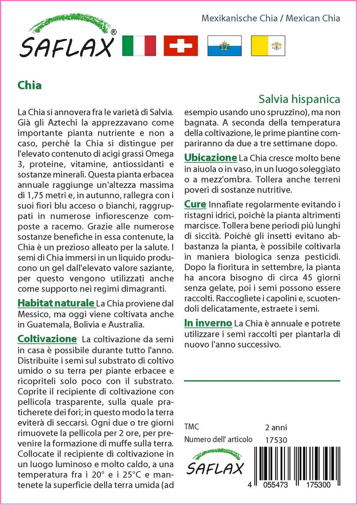 SAFLAX Garden in the Bag - Мексиканский чиа - 500 семян - С субстратом в подходящем пакете - Salvia hispanica